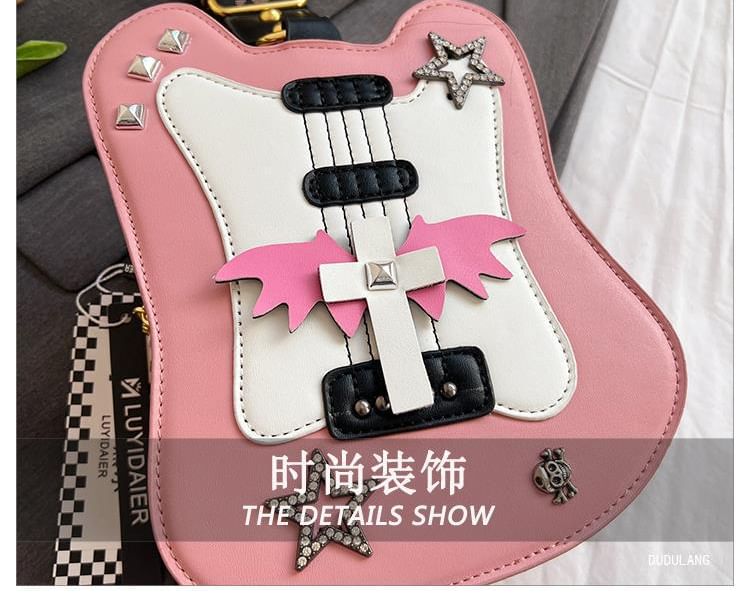 Applique Crossbody Star Violin Bag Studded