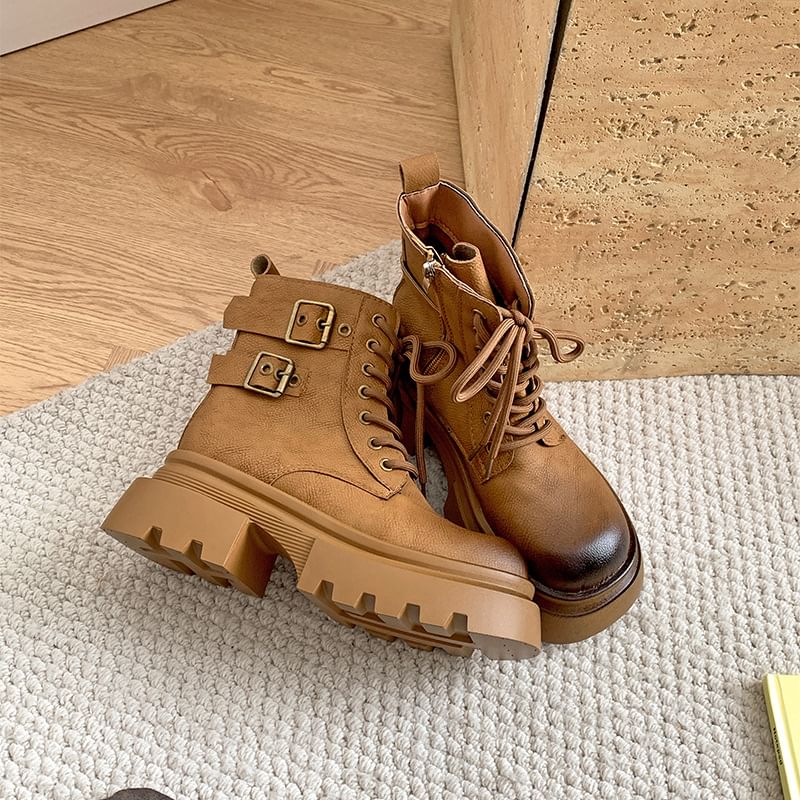 Short Lace-Up Platform Boots