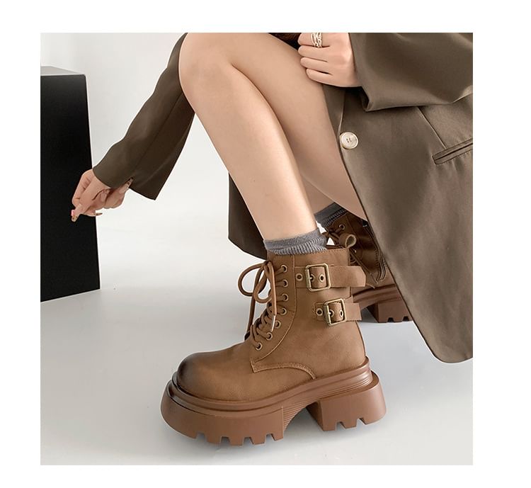 Short Lace-Up Platform Boots