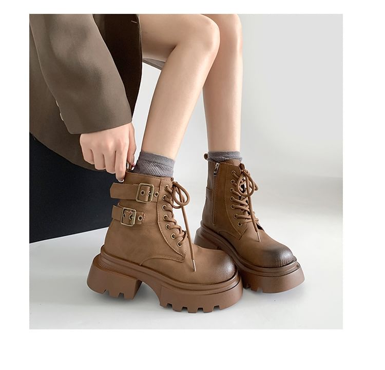 Short Lace-Up Platform Boots