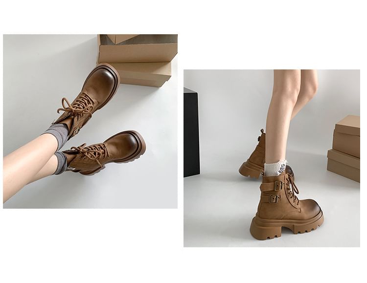 Short Lace-Up Platform Boots