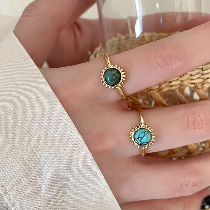 Faux Open Sun Alloy Gemstone Ring