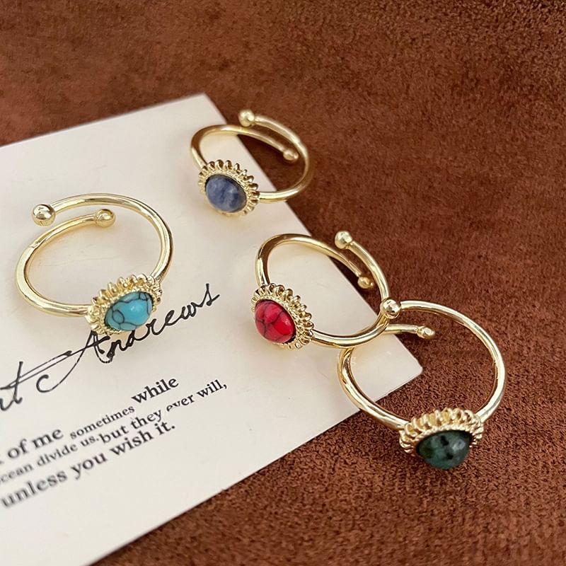 Faux Open Sun Alloy Gemstone Ring