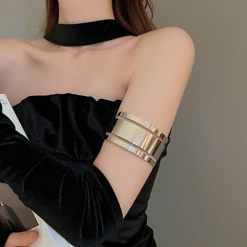 Polished Alloy Bangle Layered Open