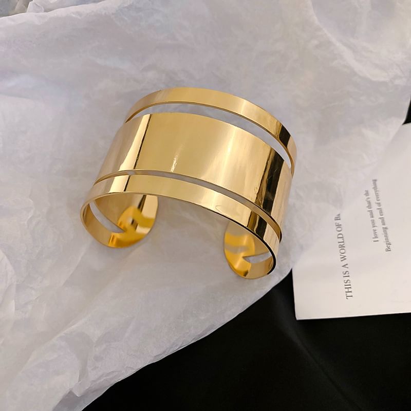 Polished Alloy Bangle Layered Open