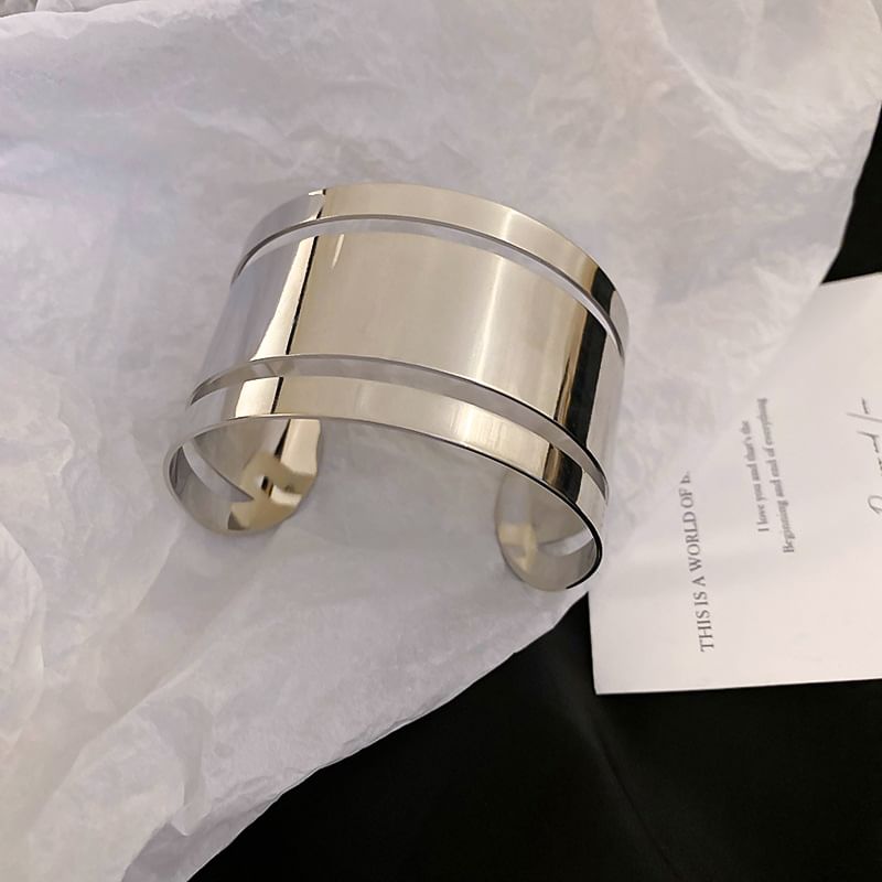 Polished Alloy Bangle Layered Open