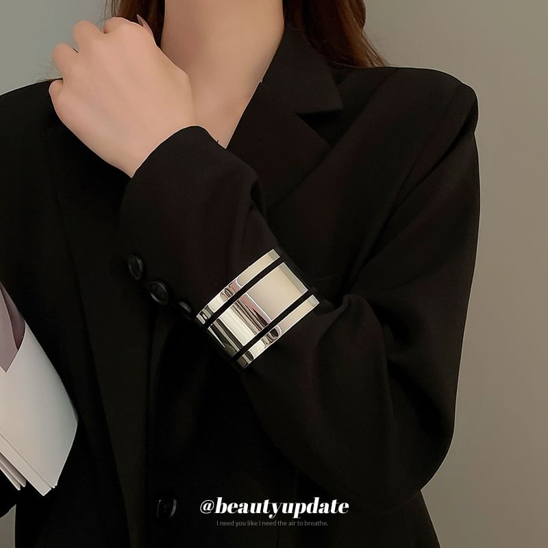 Polished Alloy Bangle Layered Open