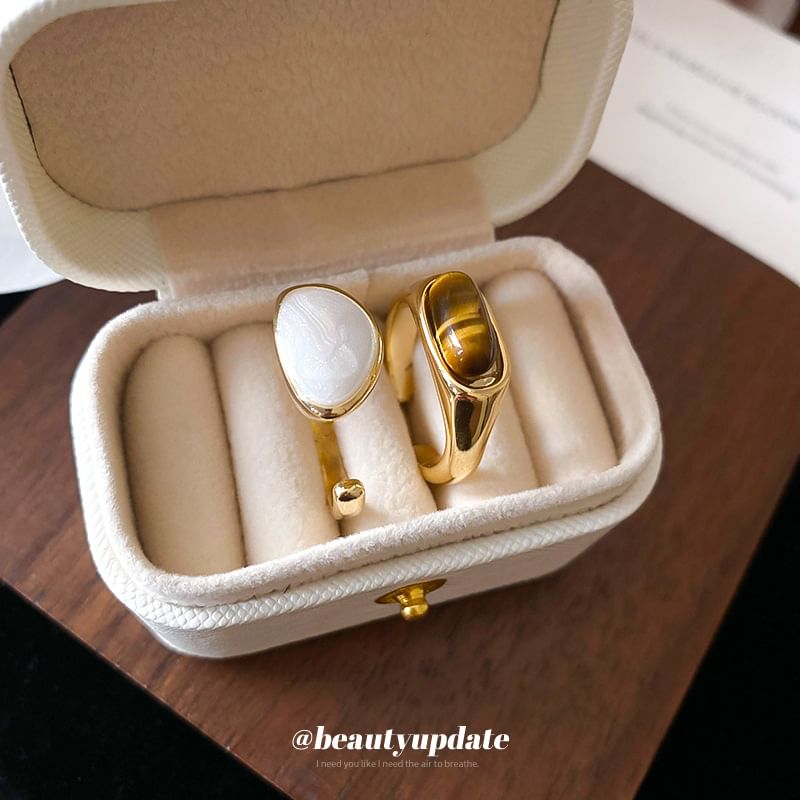 Glaze / Faux Open Ring Alloy Gemstone