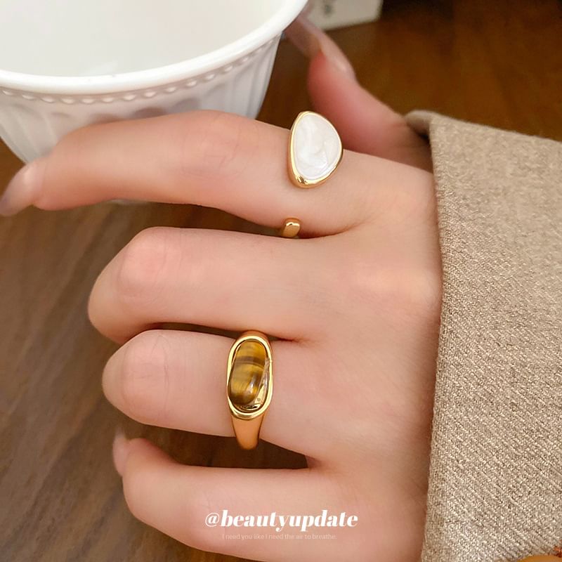 Glaze / Faux Open Ring Alloy Gemstone