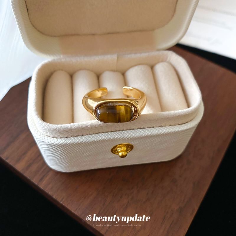 Glaze / Faux Open Ring Alloy Gemstone