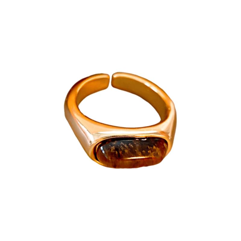Glaze / Faux Open Ring Alloy Gemstone