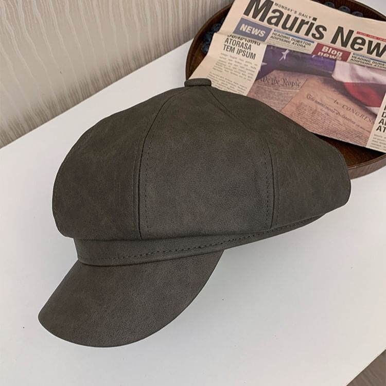 Cap Leather Newsboy Faux