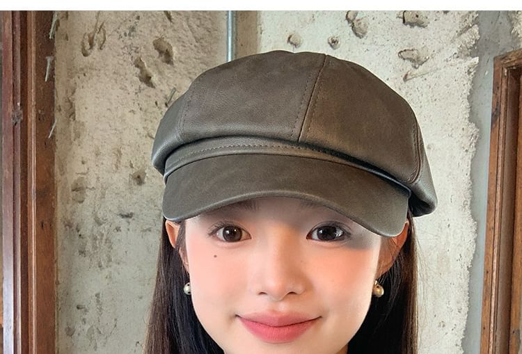 Cap Leather Newsboy Faux