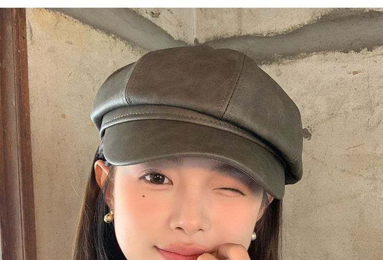 Cap Leather Newsboy Faux