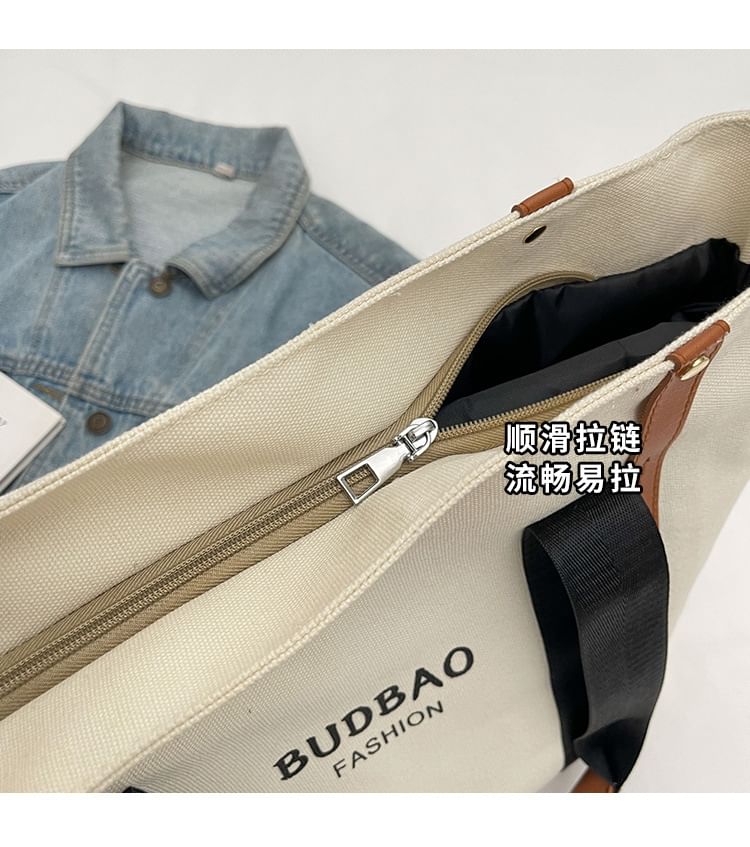 Tote Color Lettering Bag Print Canvas Block