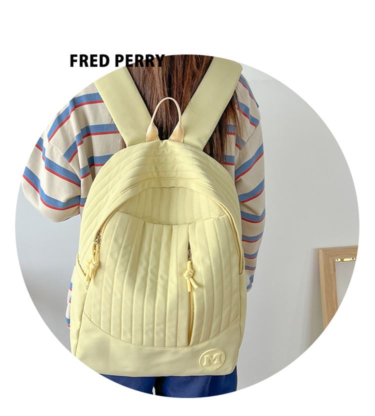 Plain Backpack Laptop Quilted