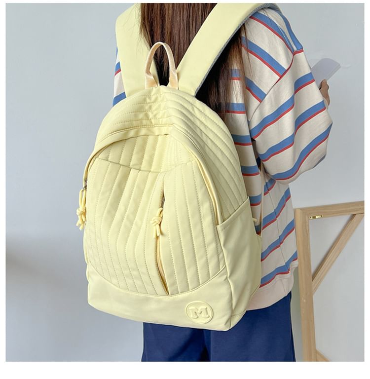 Plain Backpack Laptop Quilted