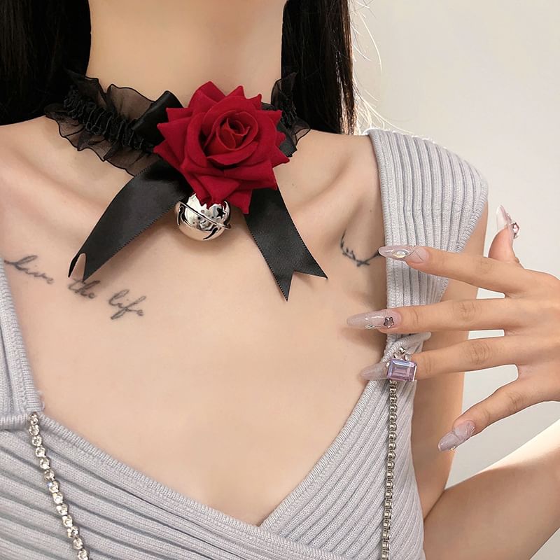 Tulle Choker Rose Bell