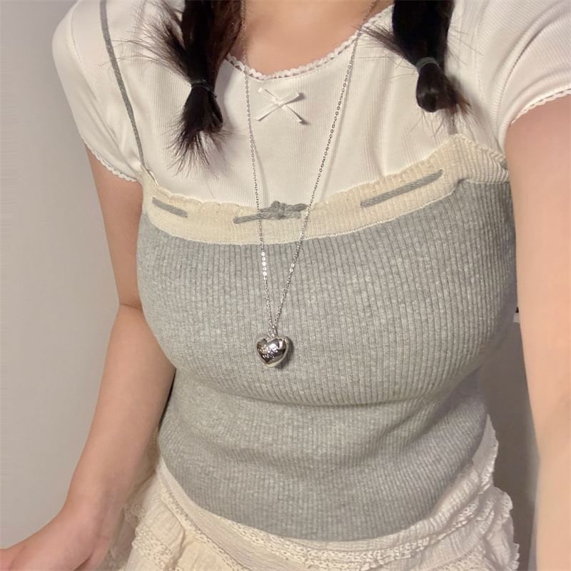 Heart Necklace Metallic