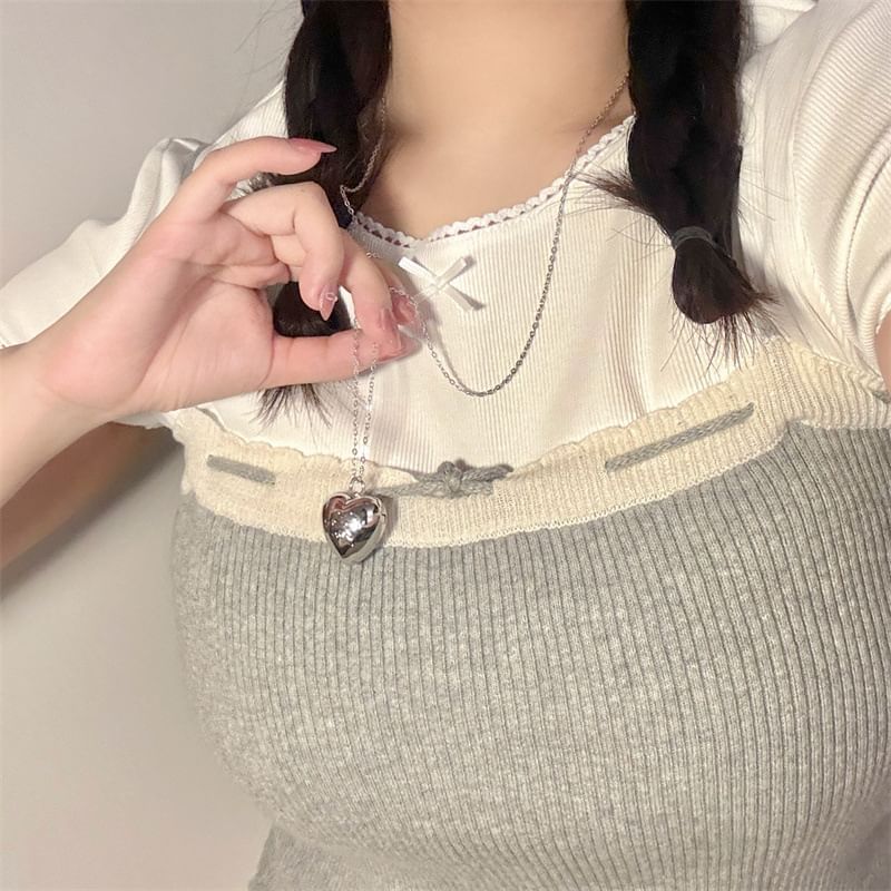 Heart Necklace Metallic