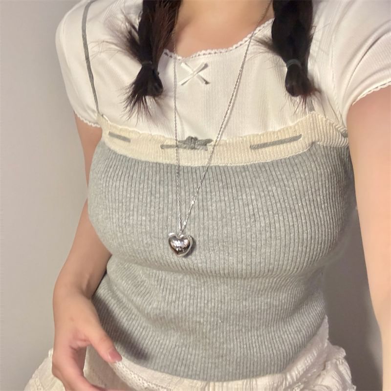 Heart Necklace Metallic