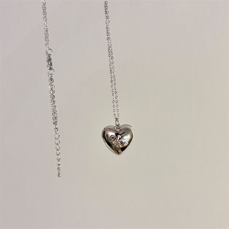 Heart Necklace Metallic
