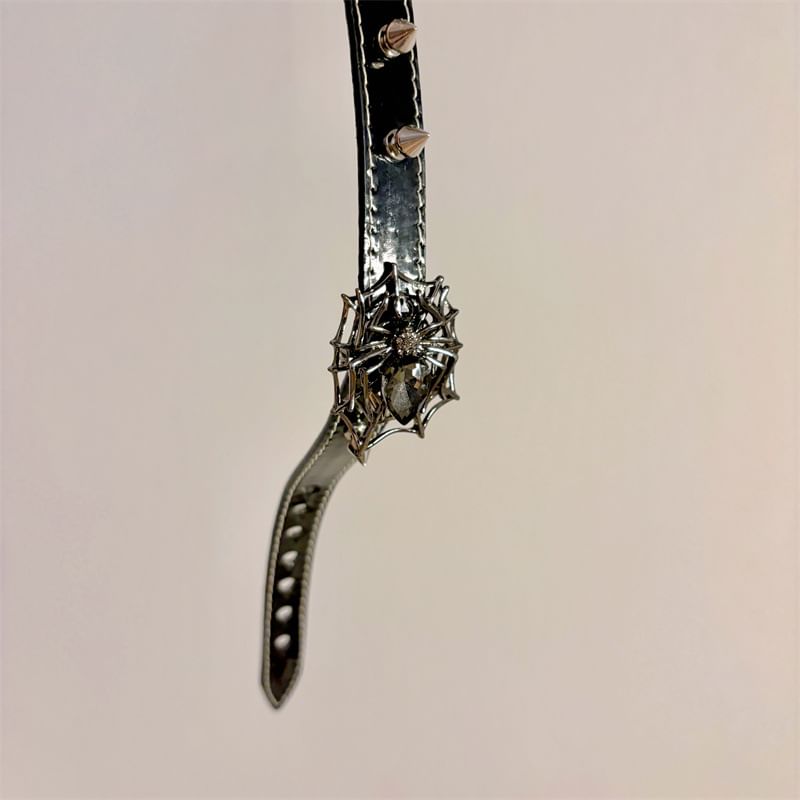Choker Spike Spiderweb Stud Leather Faux
