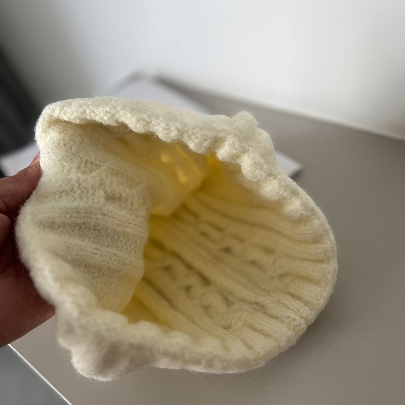 Embroidered Beanie Knit Cable Lettering