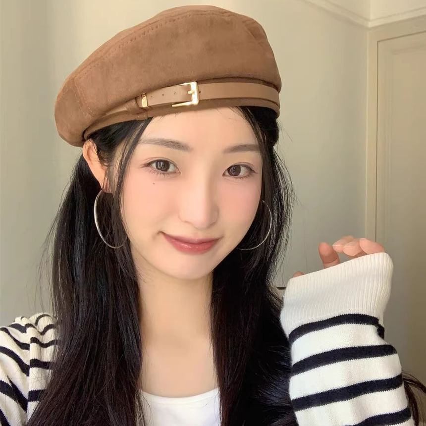 Beret Faux Belted Suede
