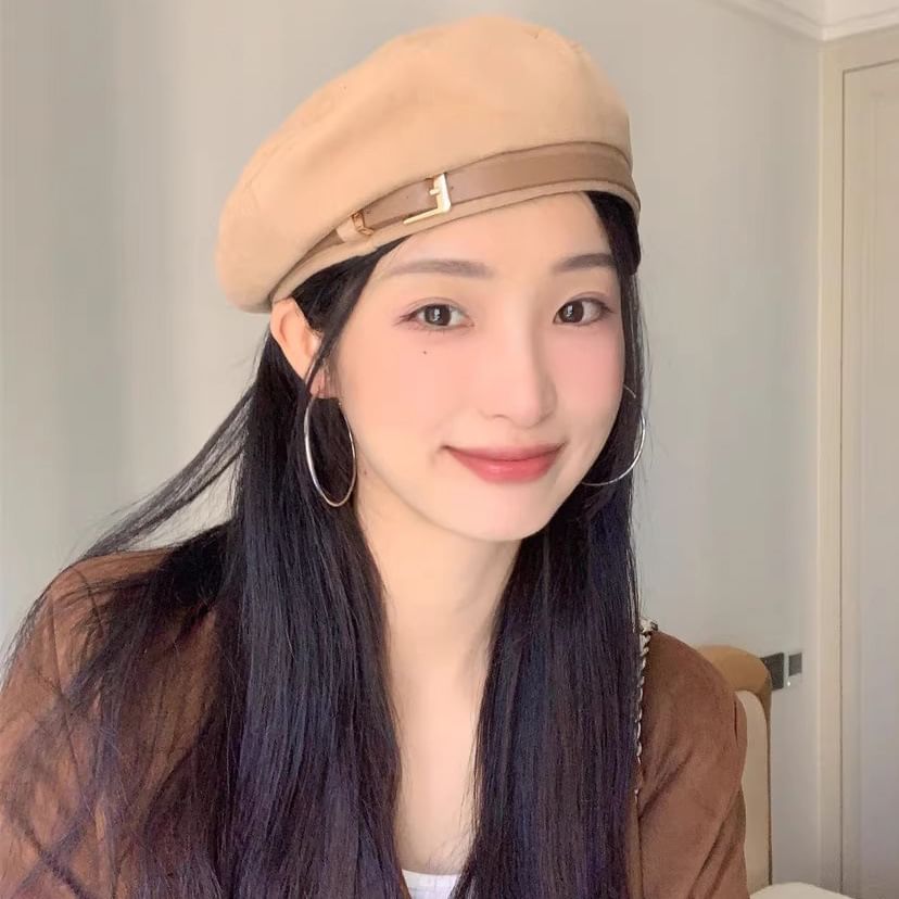 Beret Faux Belted Suede