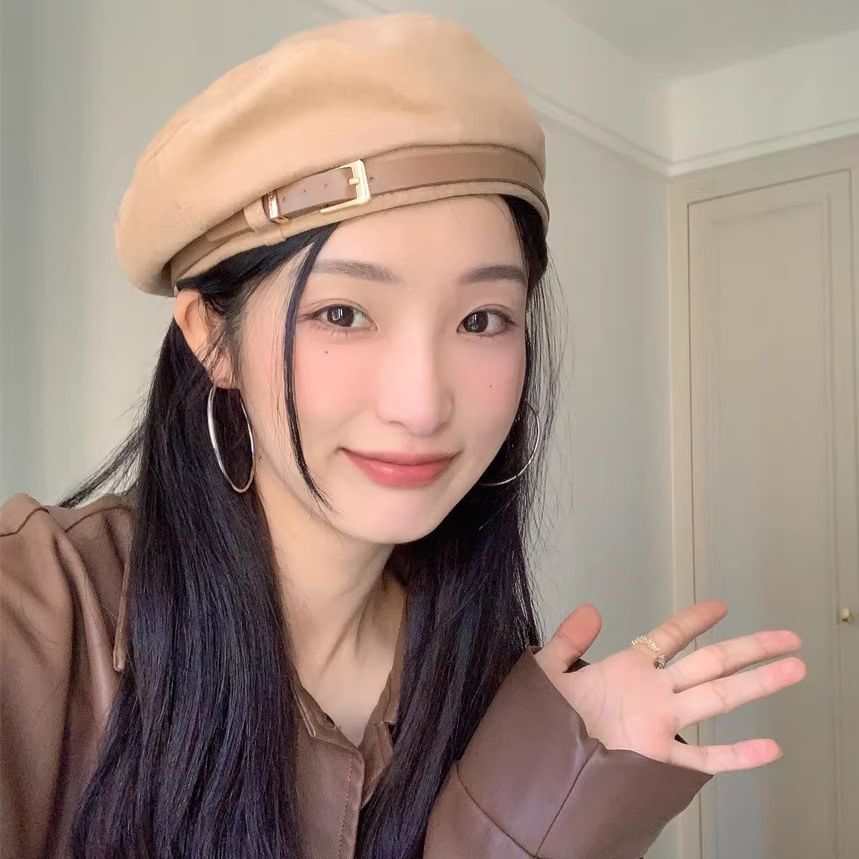 Beret Faux Belted Suede