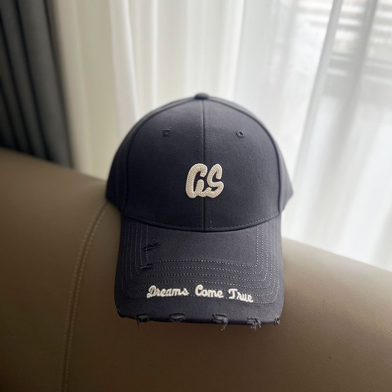 Cap Distressed Baseball Embroidered Lettering