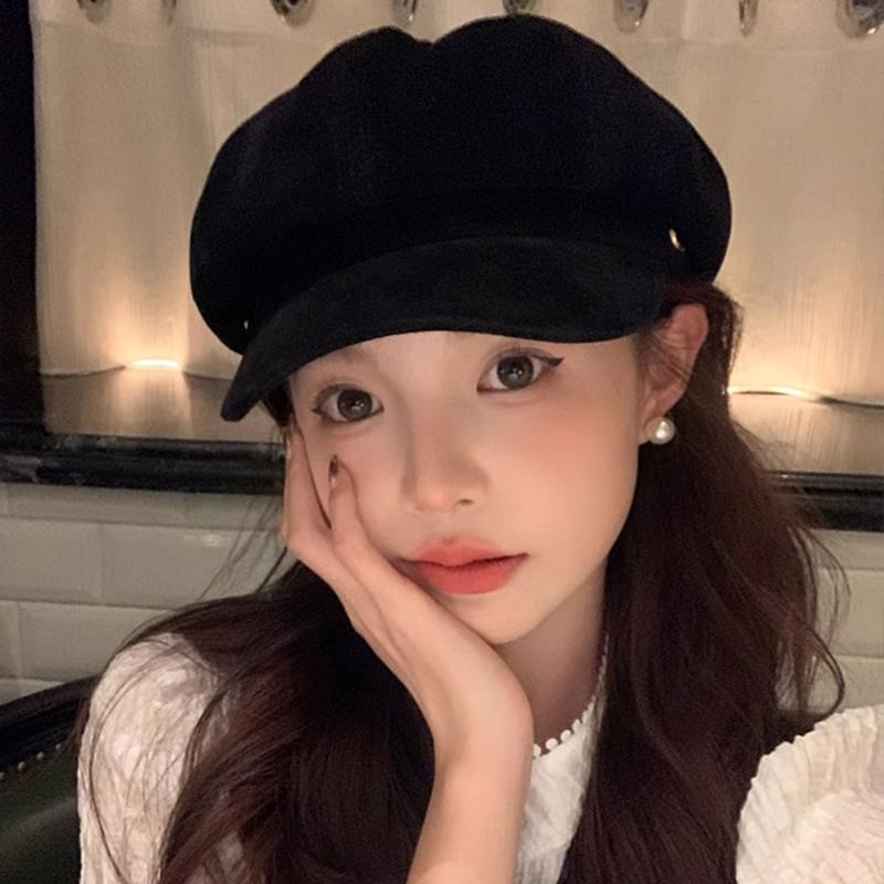 Suede Plain Cap Newsboy Faux