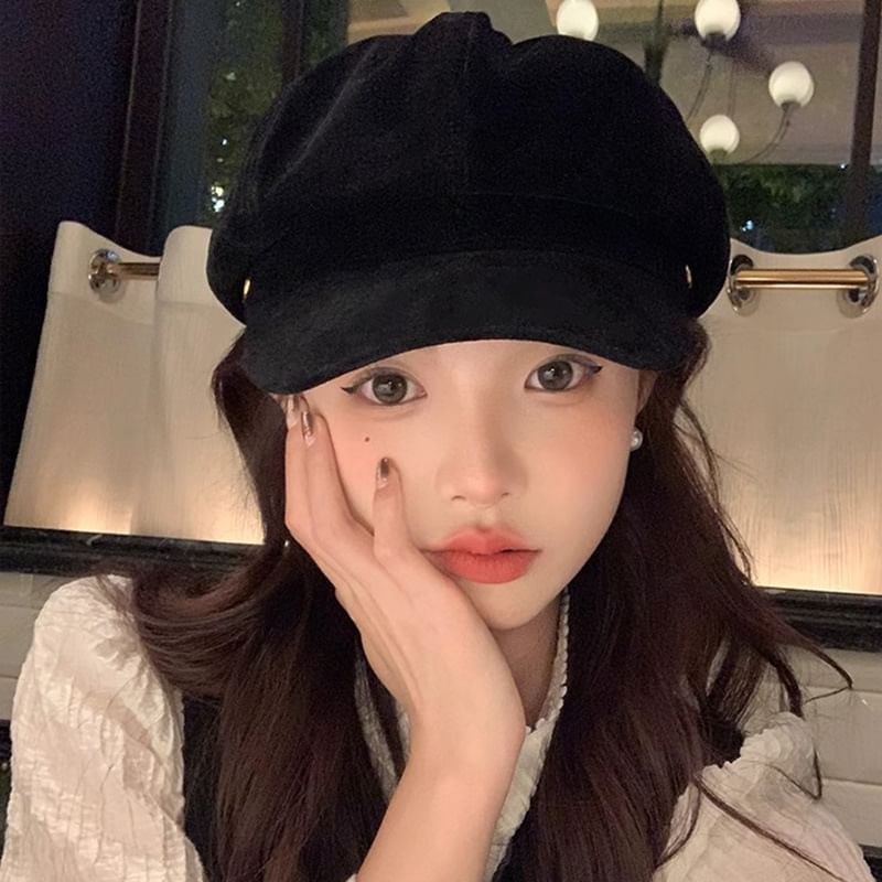 Suede Plain Cap Newsboy Faux