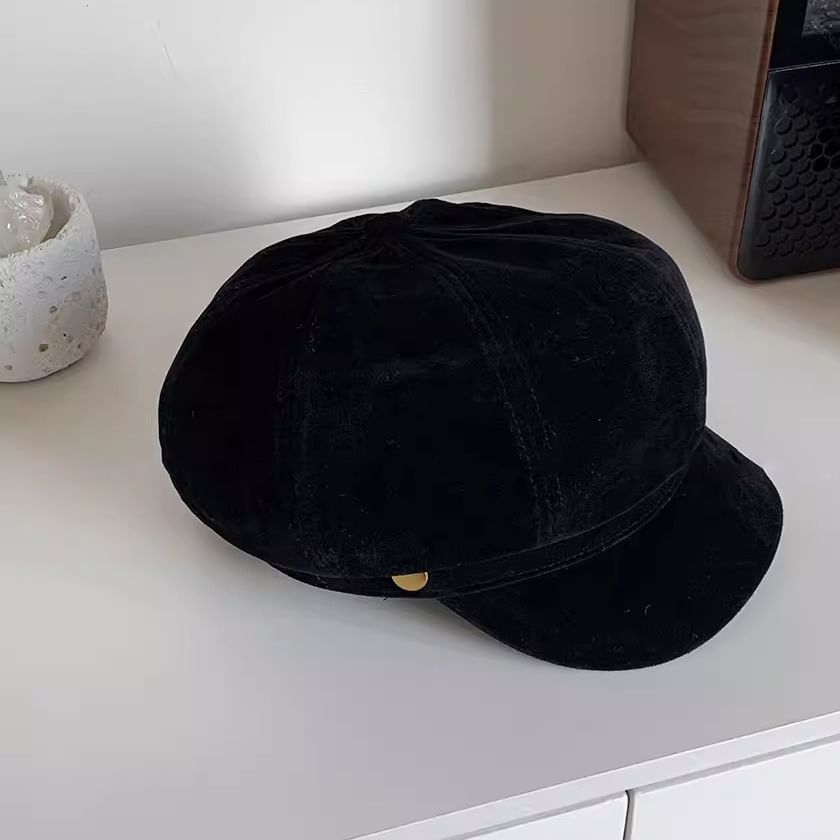 Suede Plain Cap Newsboy Faux