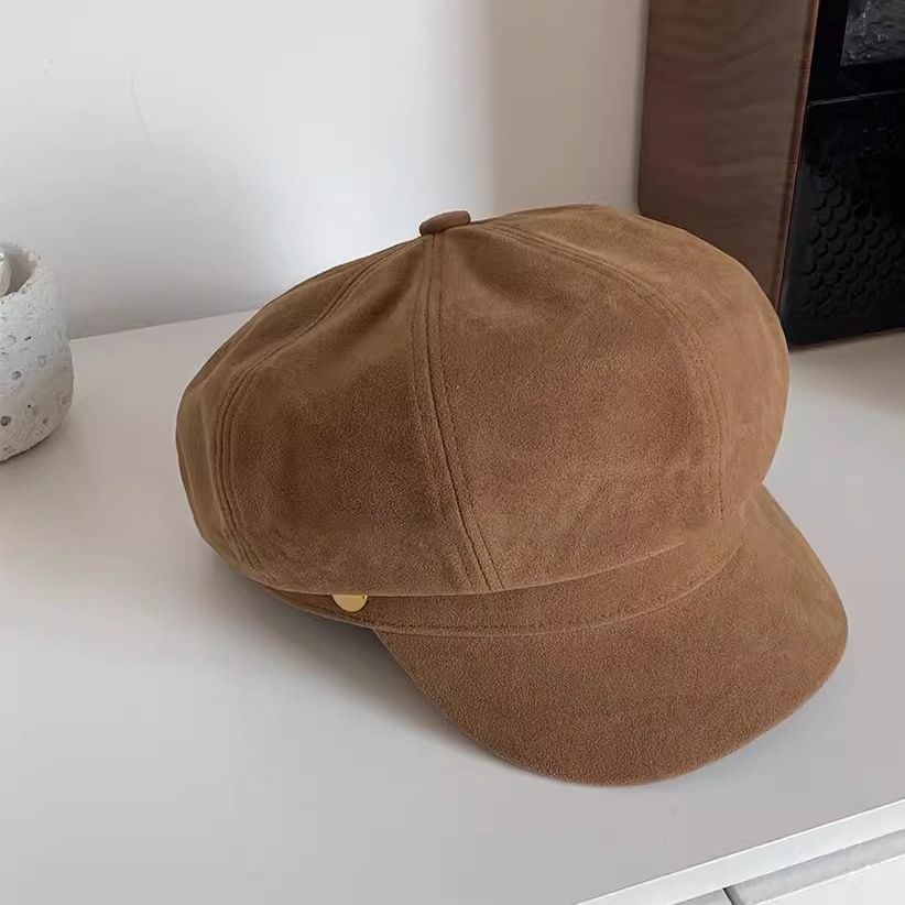 Suede Plain Cap Newsboy Faux
