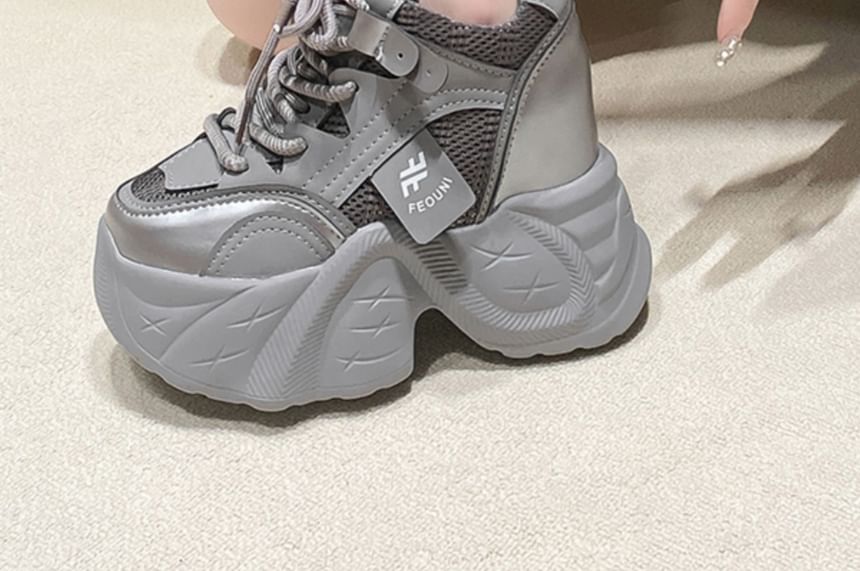 Sneakers Platform Mesh Hidden Panel Wedge