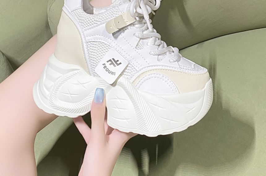 Sneakers Platform Mesh Hidden Panel Wedge