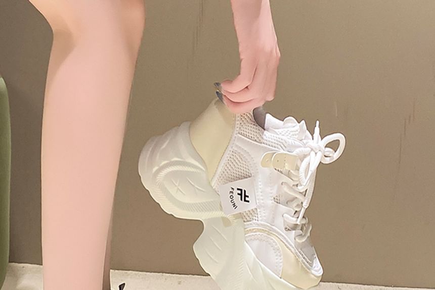 Sneakers Platform Mesh Hidden Panel Wedge