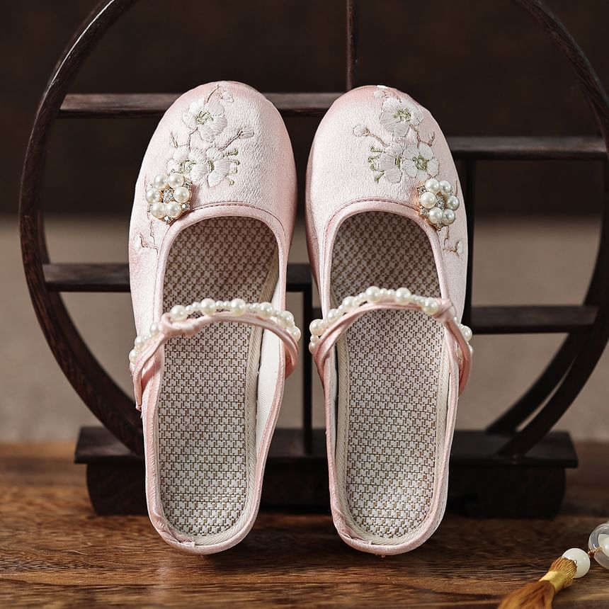 Wedge-Heel Mules Beaded