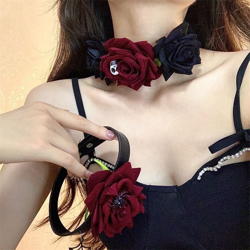 Designs) Choker Fabric (Various Halloween Rose