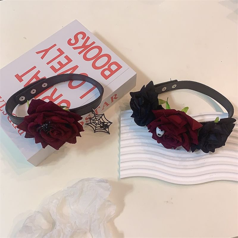 Designs) Choker Fabric (Various Halloween Rose