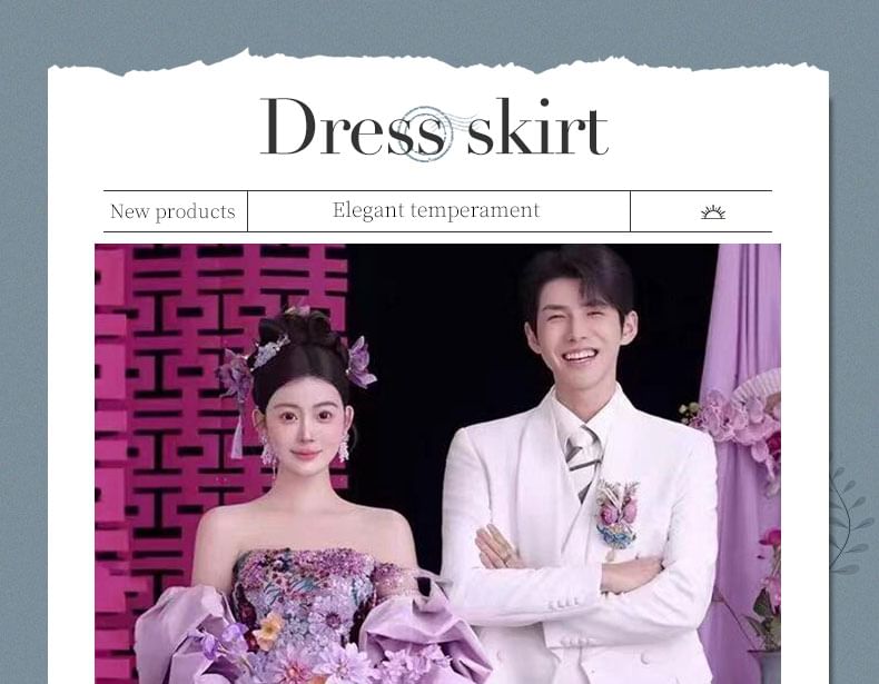 Evening Mermaid Sequin Gown Floral Strapless