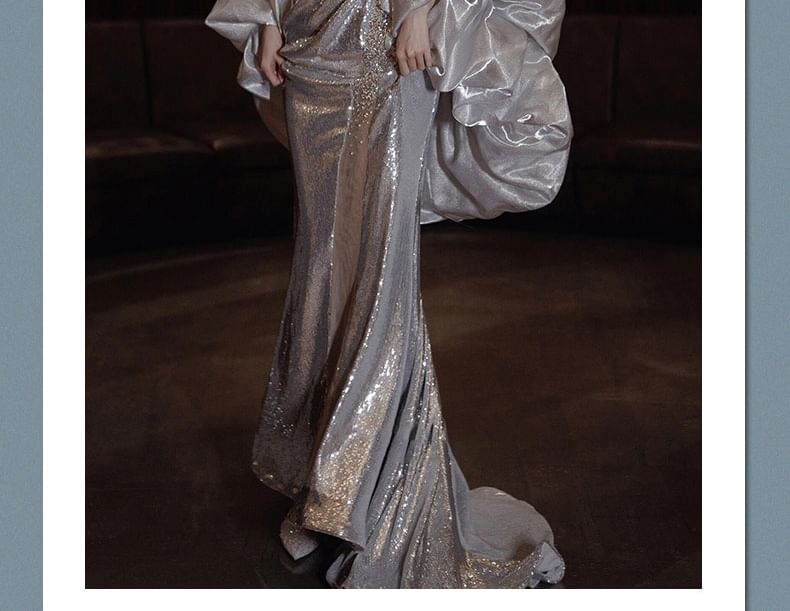 Sequin Evening Gown Strap Spaghetti Mermaid