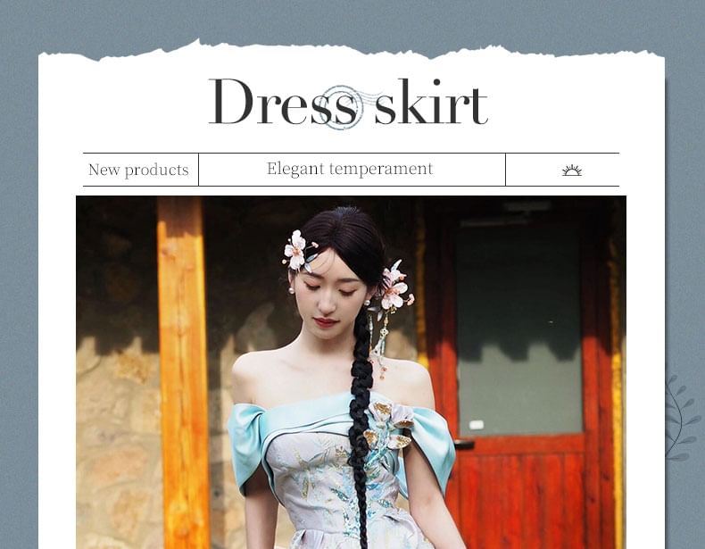 Off-Shoulder Sleeveless Evening Sequin Floral Sheath Gown