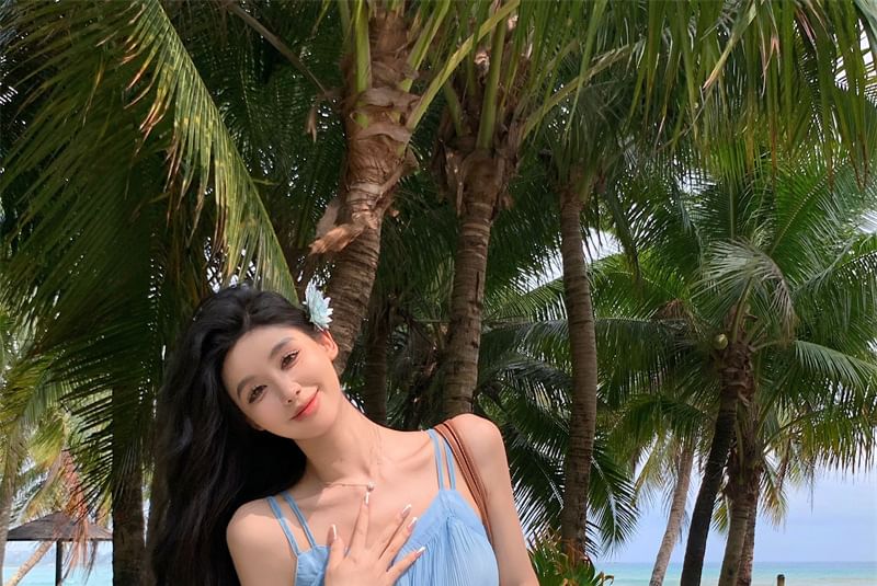 Midi Spaghetti A-Line Gradient Dress Strap