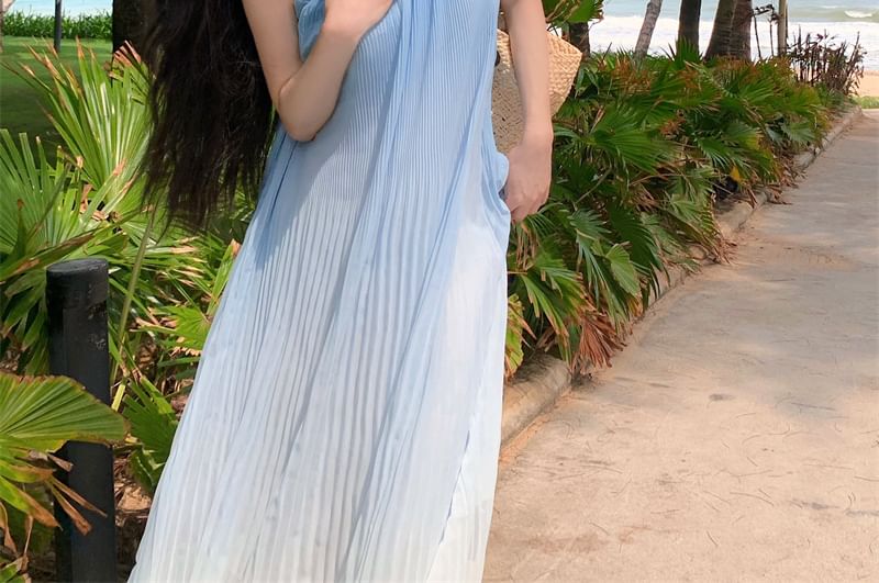 Midi Spaghetti A-Line Gradient Dress Strap