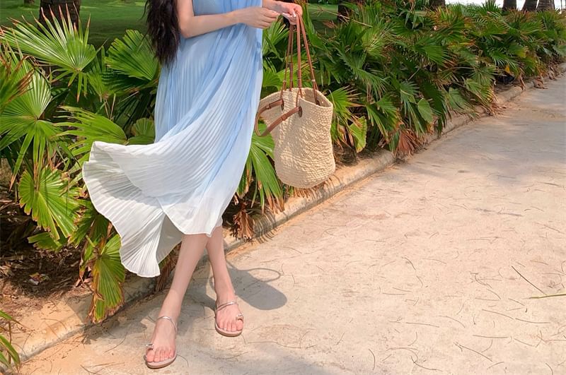 Midi Spaghetti A-Line Gradient Dress Strap