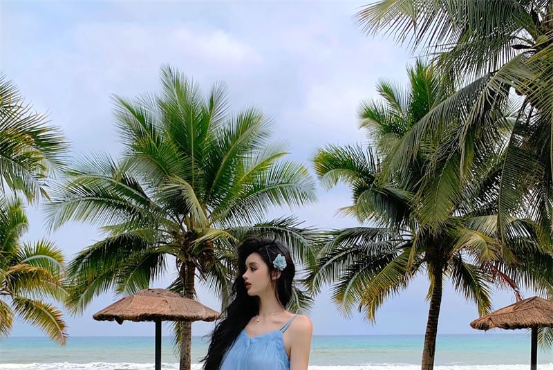 Midi Spaghetti A-Line Gradient Dress Strap