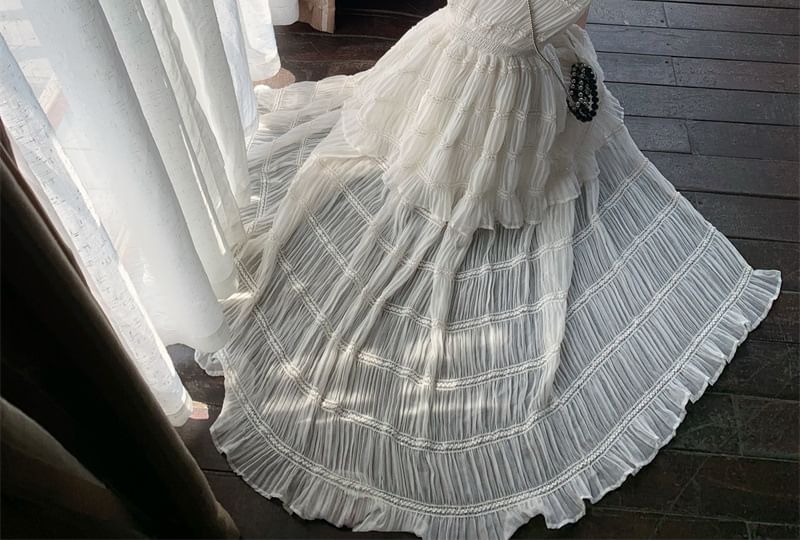 Sleeveless A-Line Button Dress Maxi Slit Plain